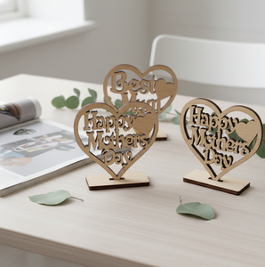 Manualidades Creativas de Madera Contrachapada Hechas a Mano, Decoración Navideña para el Hogar, Diseño de Corazón Hueco, Letras Cortadas con Láser, Regalos de Madera - Product Image 6