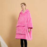 Couverture à capuche ultra-couvrante et super chaude en polyester rose vif, personnalisable, pour femme