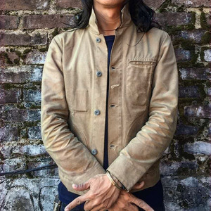 Vêtements de travail pour hommes <span class=keywords><strong>Qingtian</strong></span>, style américain, toile de coton épaisse vintage jaune-ochre, Amekachi, enduite d'huile, imperméable - Product Image 1
