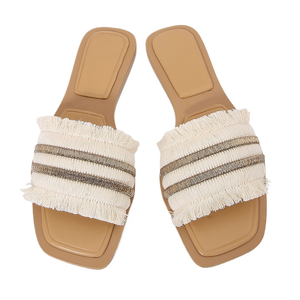 2025 Women's <b>Summer</b> Casual Vacation Beach for Slippers Breathable Synthetic Upper Versatile Platform <b>Flats</b> Sandals Tassel Decora - Product Image 1