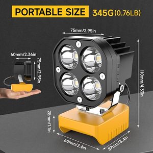 Cổ 48 wát <span class=keywords><strong>LED</strong></span> làm việc ánh sáng tương thích với Dewalt 20V Pin 6500K Nhiệt độ màu 20V <span class=keywords><strong>LED</strong></span> làm việc ánh sáng cho cắm trại - Product Image 2