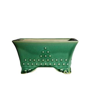 Pot à bonsaï carré en céramique, vert glacé, fait main, miniature, pour plantes d'intérieur, décoration Calamus - Product Image 5