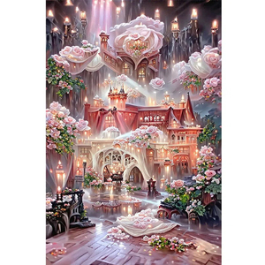 Kit Fai-da-Te 40*50CM con Motivo <span class=keywords><strong>Palazzo</strong></span> <span class=keywords><strong>di</strong></span> Rose, Pittura Diamante Moderna 5D Completa con Diamanti Acrilici Rotondi per Decorazione Murale - Product Image 3