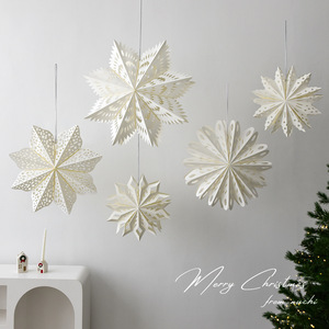 Lanterna di Carta Pieghevole 3D a Forma di Fiocco di Neve Bianco, Paralume Fatto a Mano, Decorazione Natalizia e di Capodanno - Product Image 1