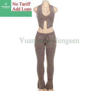 <strong>Women's</strong> <strong>Suits</strong> 2025 Low <strong>Cut</strong> Sleeveless Crop Top Hip Wrap Tight Maxi Pants - Product Image 2