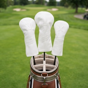 Ensemble <span class=keywords><strong>de</strong></span> housses <span class=keywords><strong>de</strong></span> tête <span class=keywords><strong>de</strong></span> club <span class=keywords><strong>de</strong></span> golf en cuir <span class=keywords><strong>blanc</strong></span> <span class=keywords><strong>de</strong></span> qualité supérieure pour Driver, Fairway <span class=keywords><strong>et</strong></span> Hybride, personnalisables OEM, vente en gros - Product Image 5