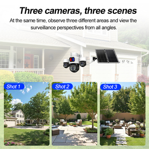 Ba ống kính aov 6MP năng lượng mặt trời Máy ảnh 4G Thẻ Sim Home HD ngoài trời mạng từ xa không dây Wifi 3K CCTV giám sát PTZ <span class=keywords><strong>camera</strong></span> an ninh - Product Image 6