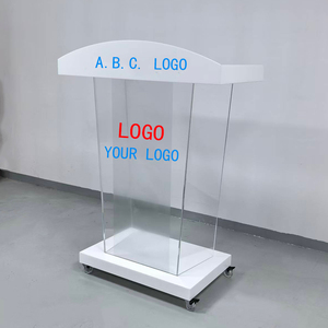 Einfaches Acryl-Rednerpult Hochzeit Kirche MC Schule Rollbares Acryl-Podium - Product Image 3