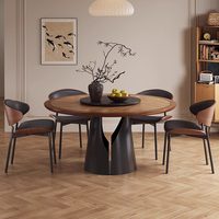 Ensemble de table et chaises de salle à manger rondes en bois massif de luxe moderne, 4, 6 ou 8 places, design de meubles noirs rotatifs pour salon et restaurant