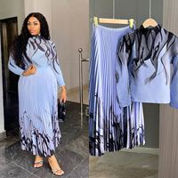 Nouvelles Robes Décontractées et Élégantes à Imprimé Floral Grande Taille Plissées pour Femmes Musulmanes – Ensemble Cadeau 2 Pièces pour Femme