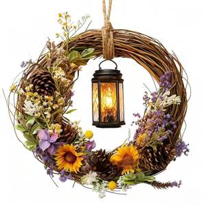 Couronne en rotin - Base en rotin en gros, personnalisation sur mesure de fleurs et plantes séchées préservées avec arrangements floraux personnalisables pour la décoration de fêtes et de la maison - Product Image 2