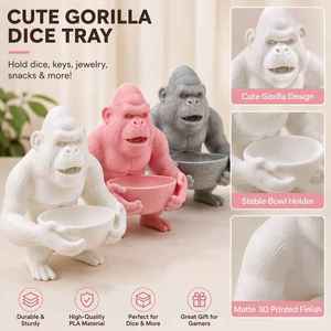 Vassoio per Dadi a Forma di Gorilla Stampato in 3D, Elegante Figurina di Gorilla, Contenitore per Dadi da Tavolo, Porta Dadi Multiuso per DND RPG Mahjong - Product Image 3