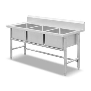 Évier double économique démontable en acier inoxydable avec table intégrée - Product Image 1