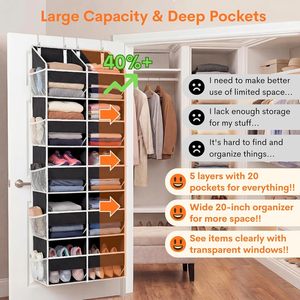 Over The Door Organizer 1 Pack 10 Compartments <b>Black</b> Hanging Storage For Clothing Baby Products Behind Door Wall Mount <b>Hook</b> Type - Product Image 2