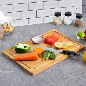 Planche à découper en bambou 17,6 x 12 pouces avec poignée, forme rectangulaire, pour couper la viande, usage domestique - Product Image 4
