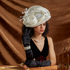 Perfect Wedding Hat High Quality Unique Derby Sinamay Hats Fashion Church Hats Deluxe Premium Bride <strong>Fascinators</strong> for Women Ladies - Product Image 3