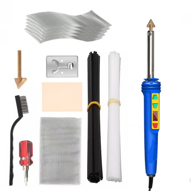 100W Welding Kit PVC Soldering Iron Gun Car Bumper Repair Tool Plastic Welder With Welding Rod & Mesh