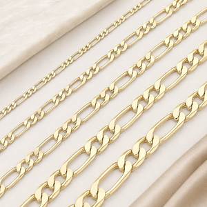 สร้อยคอทอง 14K ชุบทองเหลืองแบบ Cuban Link Figaro มีหลายขนาดและความยาวให้เลือกสำหรับทุกเพศ เหมาะสำหรับวันครบรอบ - Product Image 4