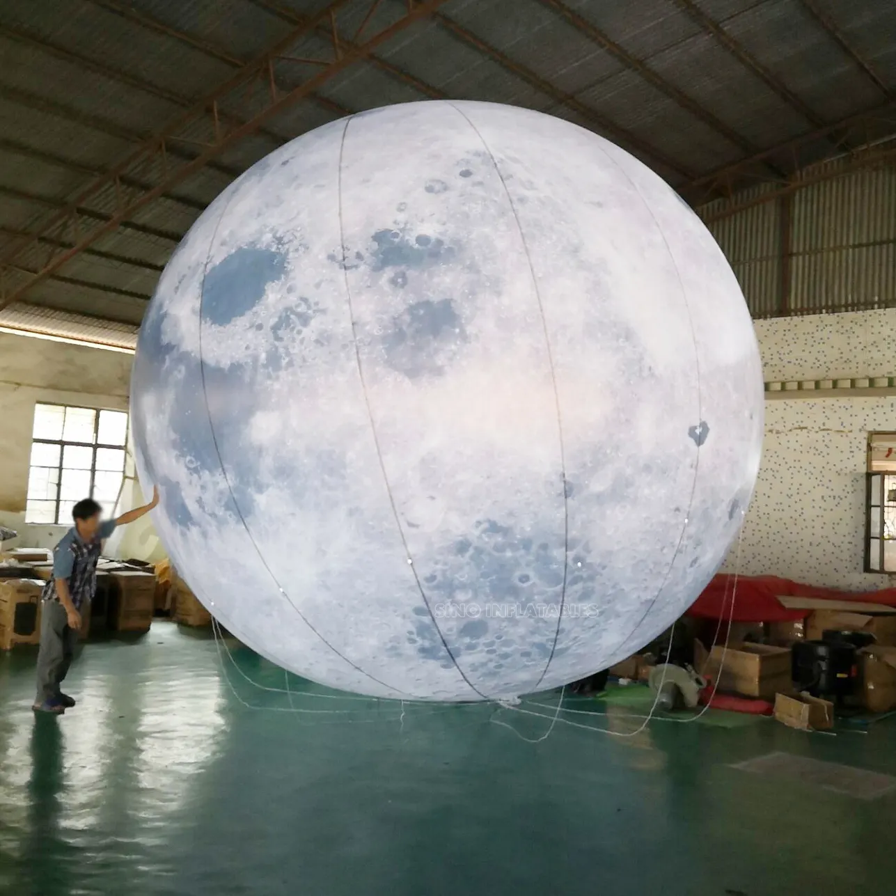 5 meters dia outdoor LED lighted inflatable moon sphere giant flying inflatable helium balloon for show N events