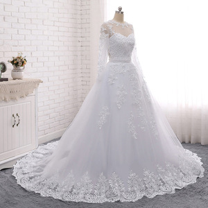 Wedding Dress White Sweetheart Neckline Long Sleeve Lace Applique Floor Length A Line With Zipper Backless Design - Product Image 3