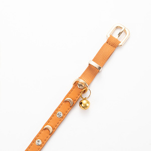 Adjustable Genuine Leather Pet <b>Collar</b> with Bell, Durable Metal Buckle Neck Strap for <b>Small</b> <b>Dogs</b> and Cats - Product Image 6