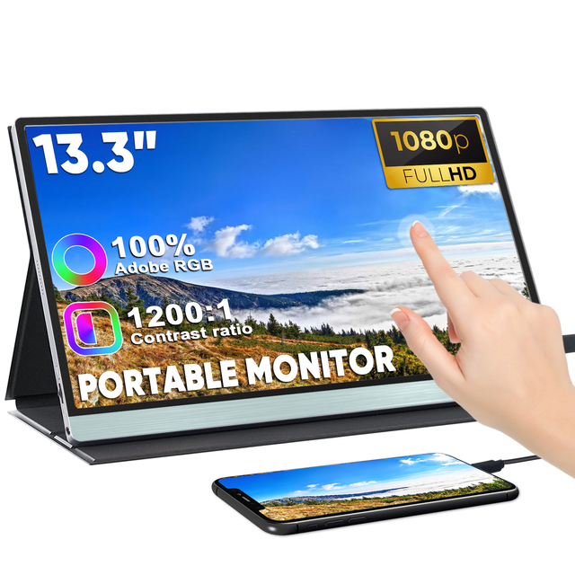 13 Inch USB Type-C Portable Touchscreen Monitor 1080P A-Si TFT-LCD Gaming Display 10 Screen Travel Laptop 71% NTSC Color Gamut