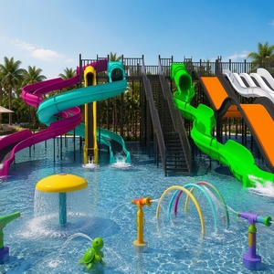 Équipement de parc aquatique professionnel sur mesure de grande taille avec toboggans en spirale et ondulés pour stations balnéaires et aires de jeux extérieures - Product Image 4