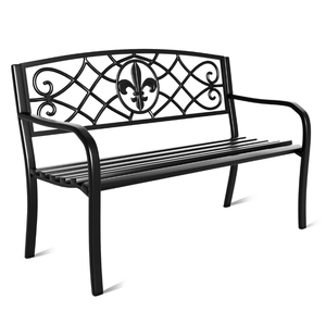 Panca <span class=keywords><strong>da</strong></span> <span class=keywords><strong>Giardino</strong></span> Lunga Nera Gotica Antifurto per Esterni con Fioriera Rialzata, Personalizzabile in <span class=keywords><strong>Dimensioni</strong></span> e Logo - Product Image 1