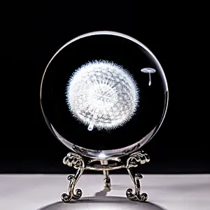 Bola de cristal con grabado láser 3D, esfera de cristal de cuarzo, regalo de decoración