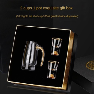 高級ワンカップホームワインセット金箔白ガラスクリスタルディバイダーショット & 弾丸ガラスビジネスギフト用 - Product Image 6