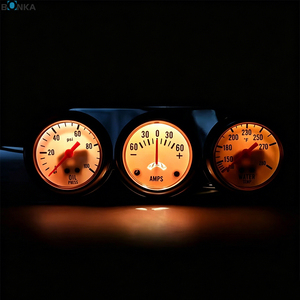 Panel cromado de 2 pulgadas para kit de medidores de coche, triple indicador con presión de aceite, temperatura del agua y amperímetro, nuevo, esfera blanca - BX101323 - Product Image 4