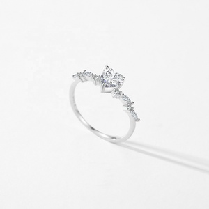 Mode classique <span class=keywords><strong>D</strong></span> couleur 925 argent Sterling coeur coupe Moissanite bague pour femmes bijoux - Product Image 2