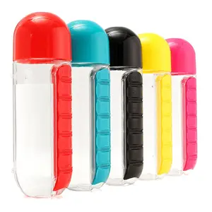 Botella <span class=keywords><strong>de</strong></span> Agua Portátil al por Mayor con Pastillero Desmontable y Práctico Organizador <span class=keywords><strong>de</strong></span> Pastillas para 7 Días, <span class=keywords><strong>Tapa</strong></span> <span class=keywords><strong>de</strong></span> Plástico TOUR - Product Image 1