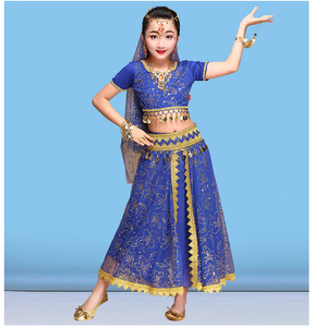 Magnifique Costume de Danse du Ventre de Princesse <span class=keywords><strong>Indienne</strong></span> <span class=keywords><strong>Bollywood</strong></span> pour Filles, Idéal pour Anniversaires, Festivals et Fêtes, en Polyester - Product Image 3