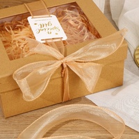 Boîte cadeau rigide transparente avec fenêtre, en carton gris texturé spécial et raphia – Simple, pour anniversaire/mariage/cosmétiques