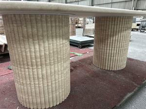 Custom Oval Marble Travertine Dining <strong>Table</strong> 6 Seater Modern Luxury Stone <strong>Table</strong> for Home <strong>Decor</strong> - Product Image 5