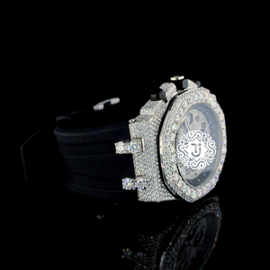 Reloj de Hombre con Incrustaciones de Moissanita VVS, Correa de Silicona, Cronógrafo Funcional de 45 mm, Ideal para Regalo de Cumpleaños JXSP55 - Product Image 5