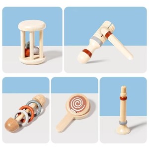 Juguete de Tambor de Tela de Madera Montessori para Bebés y Niños Pequeños, Entrenamiento de Pensamiento Lógico y Coordinación Mano-Ojo - Product Image 2