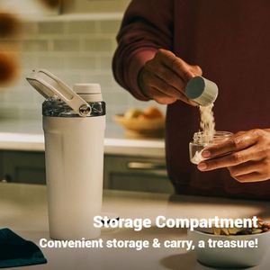 Botella Mezcladora de Acero Inoxidable Aislada a Prueba de Fugas con Base de Almacenamiento para Batidos de Proteínas para Fitness - Product Image 3