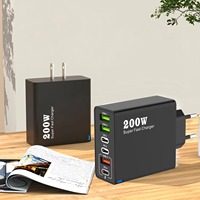 Chargeur USB-C PD 200W Multi-Ports Station de Charge Rapide de Bureau Gan pour iPhone pour Samsung pour Appareils Xiaomi 6 Ports USB-C 5V/1A