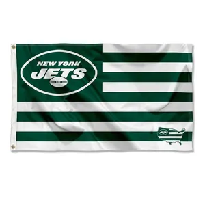 Promotion customization online design 3*5ft 100% polyester double-sided printing NFL New York jet flag