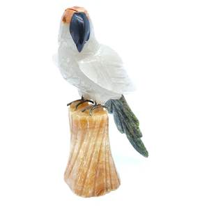 Artisanat Fantaisie en Pierre Brute Brésilienne Calcite Blanche Art Populaire Blanc Perroquet pour Cadeaux de Vacances - Product Image 1