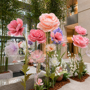 Set <span class=keywords><strong>di</strong></span> Rose in <span class=keywords><strong>carta</strong></span> su misura <span class=keywords><strong>papavero</strong></span> in Organza <span class=keywords><strong>di</strong></span> seta gigante per decorazioni nuziali Display floreale per interni - Product Image 2