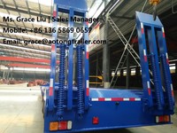 Semi-remorque de transport d'excavatrices à plateau surbaissé en acier robuste avec rampe hydraulique, multi-essieux, capacité de charge de 20-25 tonnes, suspension pneumatique