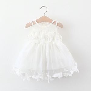 Robes en coton sans manches pour bébés filles, avec décorations florales, pour anniversaire, vente en gros, provenance Chine - Product Image 1