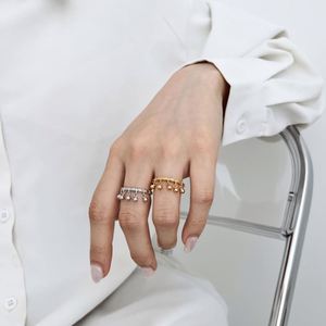 Dylam Trendy Design Jewelry 925 Sterling Silver Rhodium 22K Gold Plated Unique Dangle <b>Beaded</b> Rings for Women Daily Life - Product Image 2