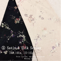 Tissu satiné en acétate mat froissé avec imprimé de fleurs de prunier orientales, pour cheongsam, robe de mariée et décoration intérieure