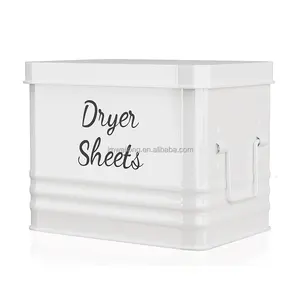 Galvanized Metal Storage Box Dryer Sheets holder with lip Dryer Sheets Container Box for Laundry Room Organization and Storage