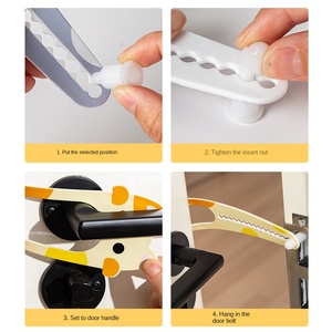 Bloqueur de <span class=keywords><strong>porte</strong></span> pour animaux de compagnie en plastique rectangulaire, élastique, réglable, verrouillage de <span class=keywords><strong>porte</strong></span>, entrée/sortie libre sans perçage - Product Image 2