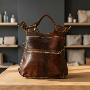 Genuine Leather Women's Classic Tote <b>Bag</b> Soft Handle Zipper Closure Durable Multi-Function Style - Product Image 2